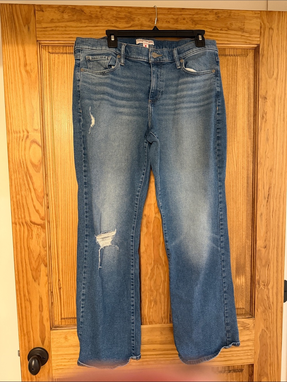 Women’s Lucky Brand Blue Distressed Straight-Leg Jeans